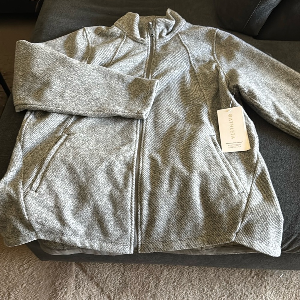 Athleta Stroll Fleece Full Zip - Grey Sz 1x (XL) NWT
